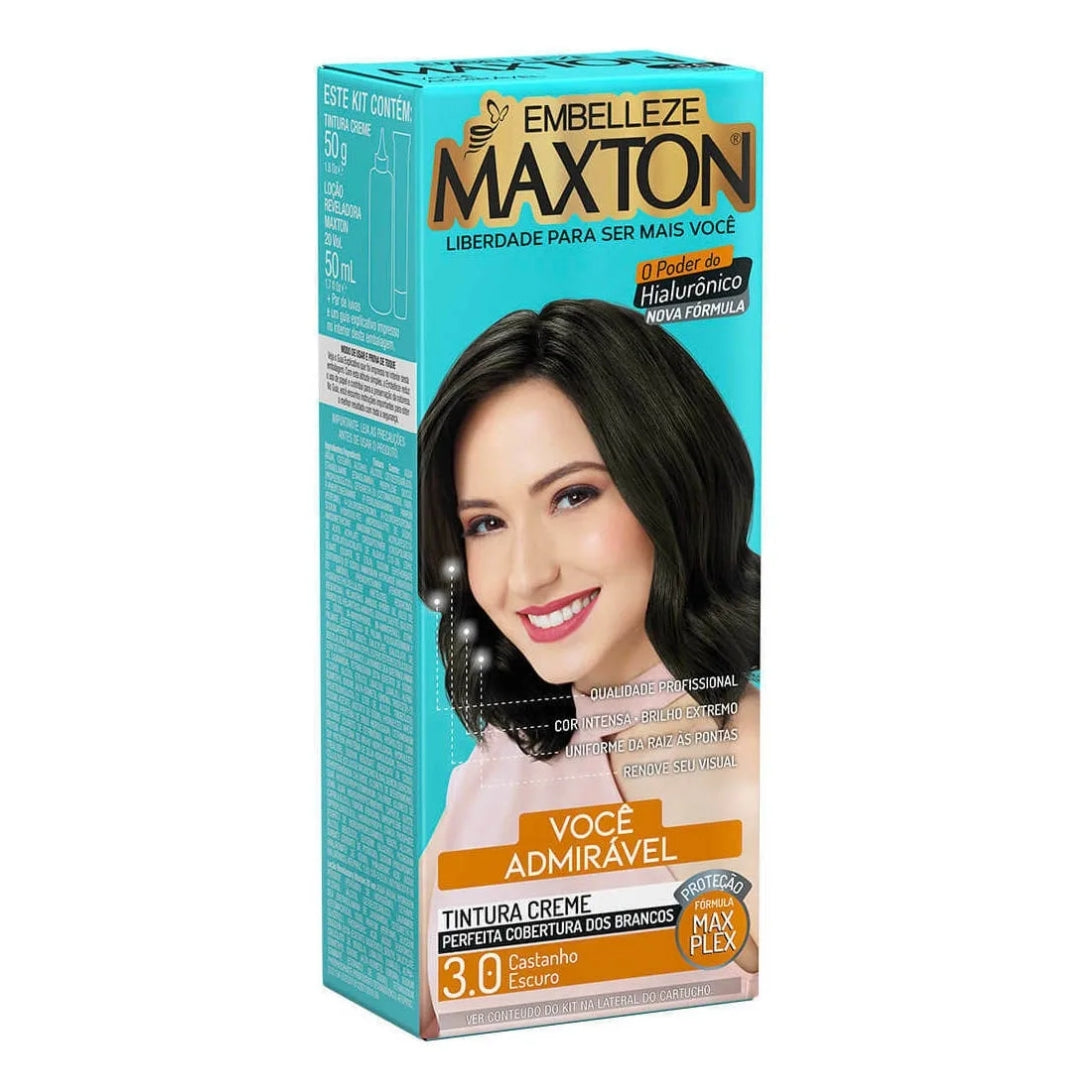 Lot of 3 Cream Dye 3.0 Dark Brown Brunette Hair Color Toning Tint 50g Maxton