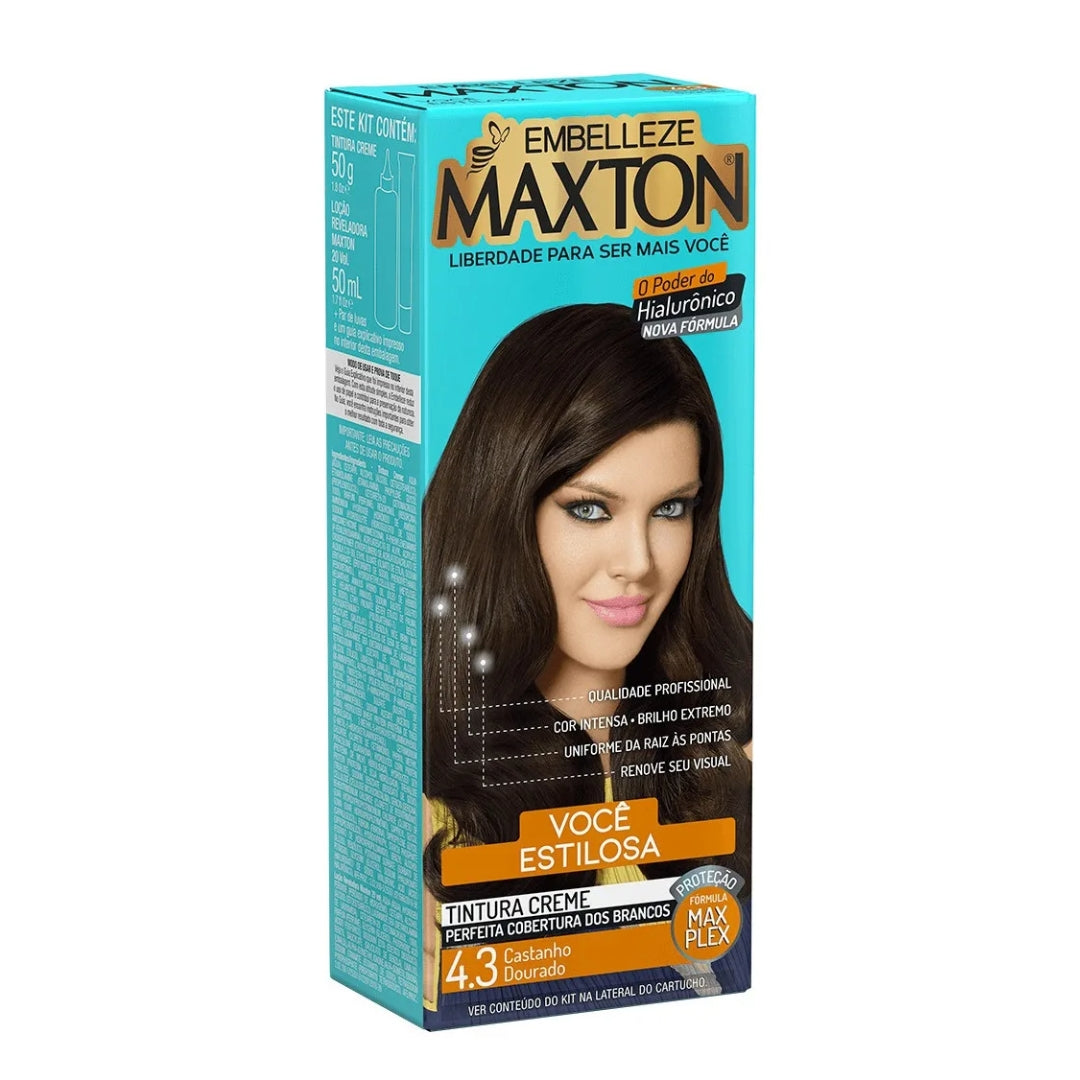 Lot of 3 Cream Dye 4.3 Golden Brunette Hair Color Toning Tint 50g Maxton