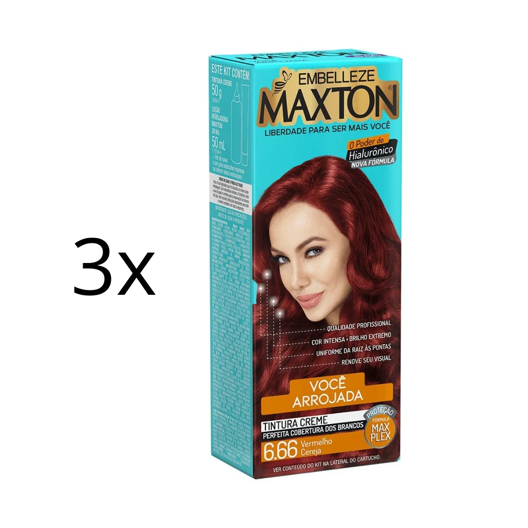 Lot of 3 Cream Dye 6.66 Cherry Red Hair Color Toning Tint 50g Maxton