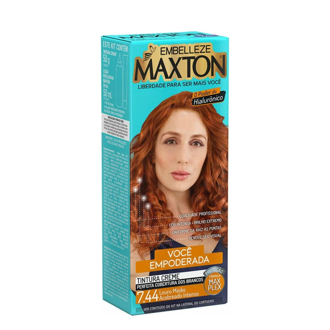 Lot of 3 Cream Dye 7.44 Medium Intense Reddish Blonde Hair Color 50g Maxton