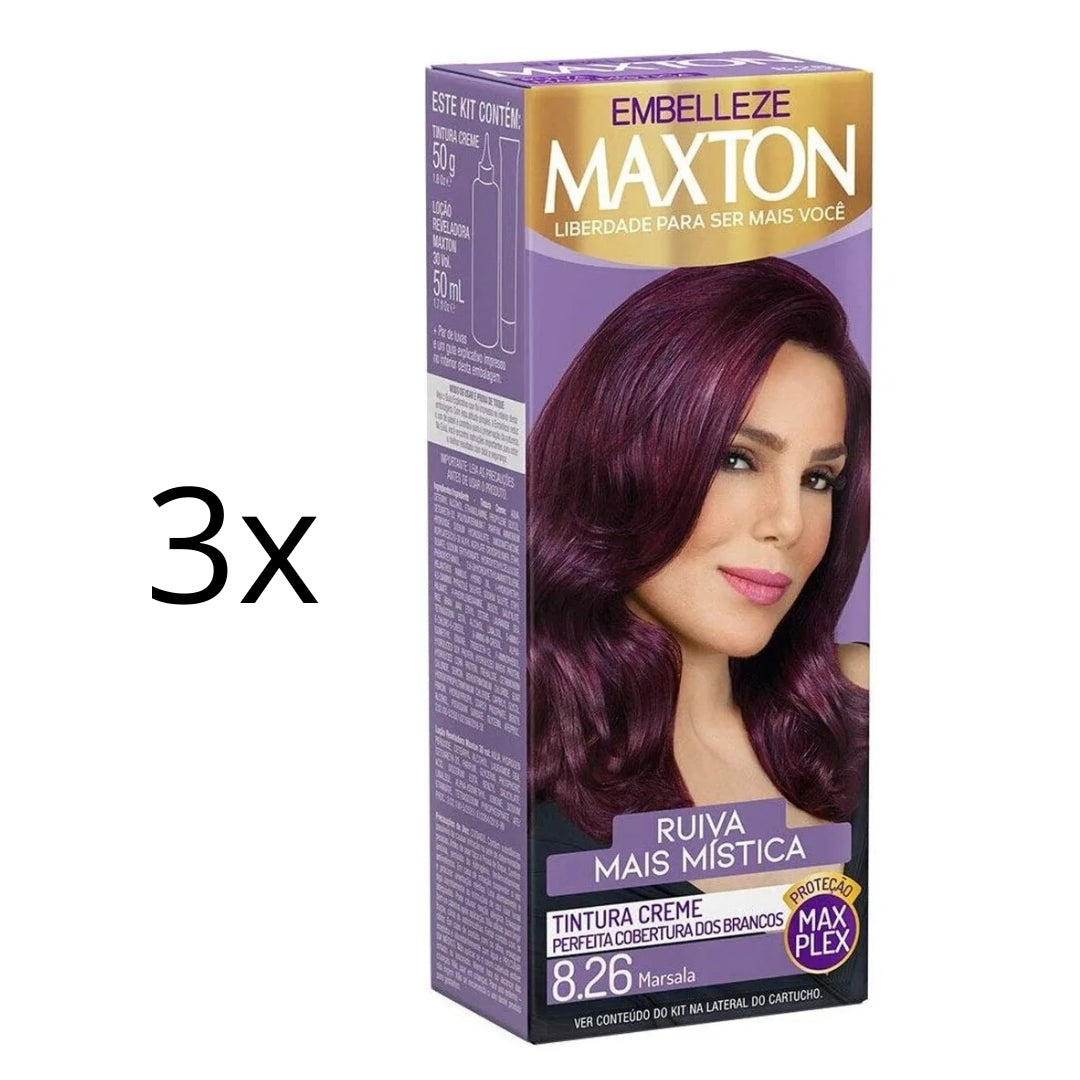 Lot of 3 Cream Dye 8.26 Marsala Purple Hair Color Toning Tint 50g Maxton
