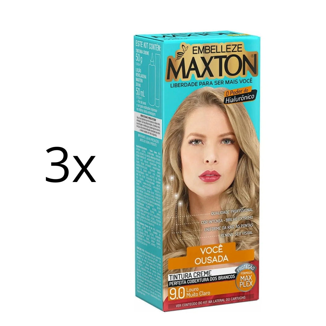 Lot of 3 Cream Dye 9.0 Very Light Blonde Hair Color Toning Tint 50g Maxton