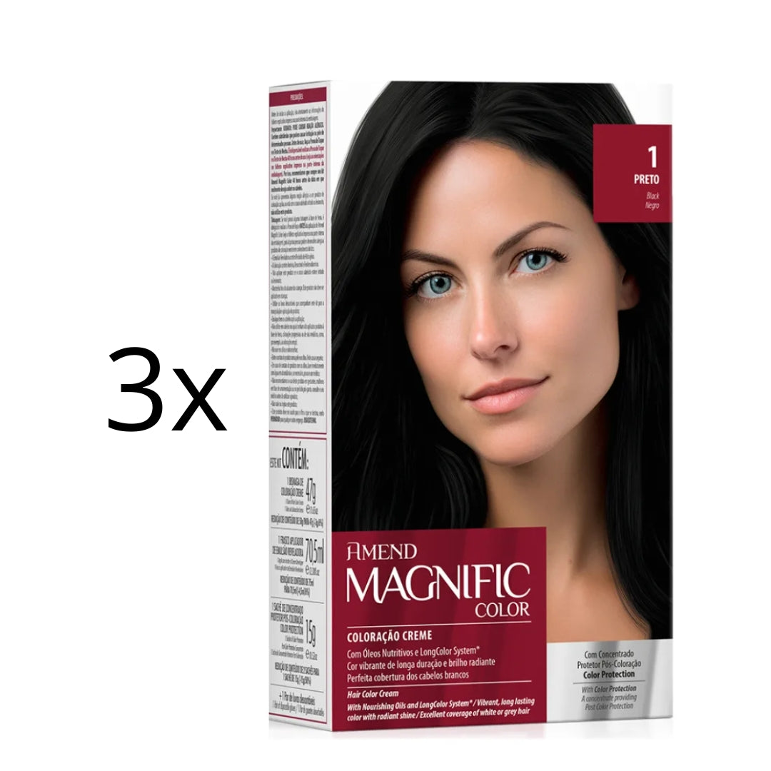 Lot of 3 Magnific Color Cream Dye 1.0 Black Hair Color Toning Tint Amend