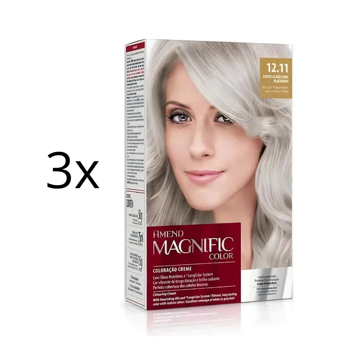 Lot of 3 Magnific Color Cream Dye 12.11 Very Light Platinum Blonde Hair Amend