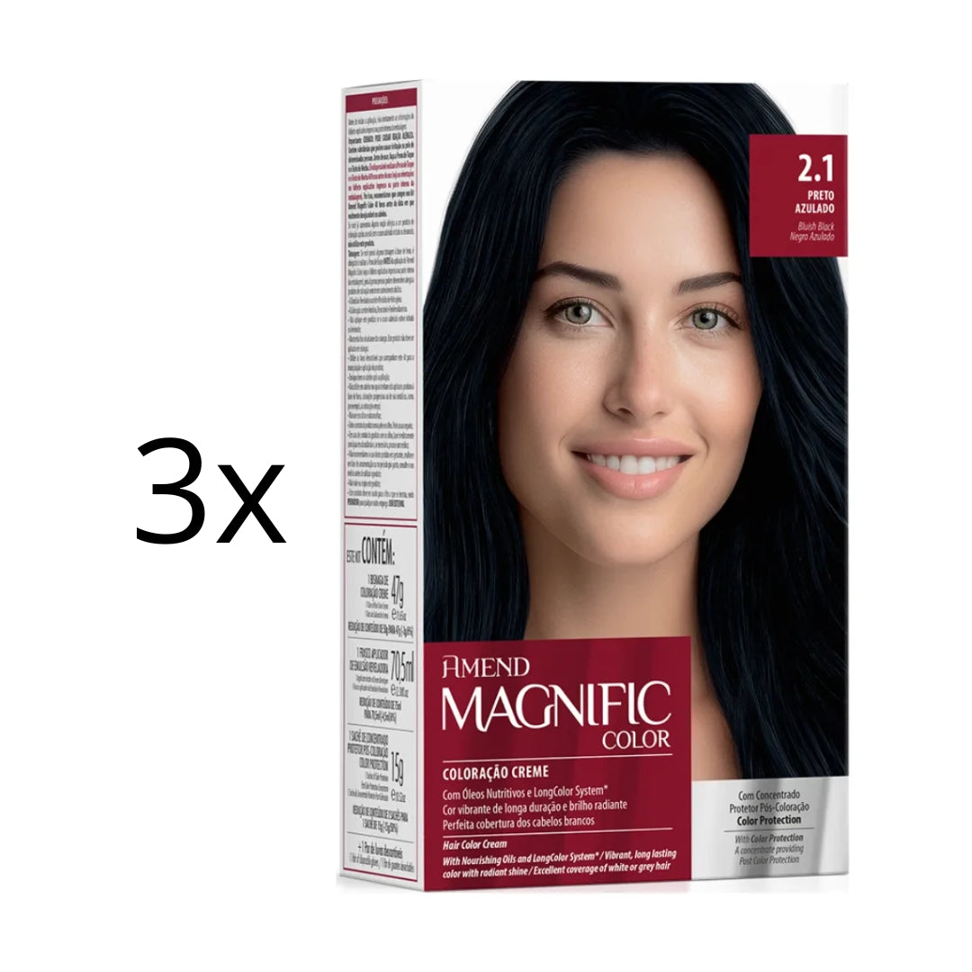 Lot of 3 Magnific Color Cream Dye 2.1 Blue Black Hair Toning Tint Amend