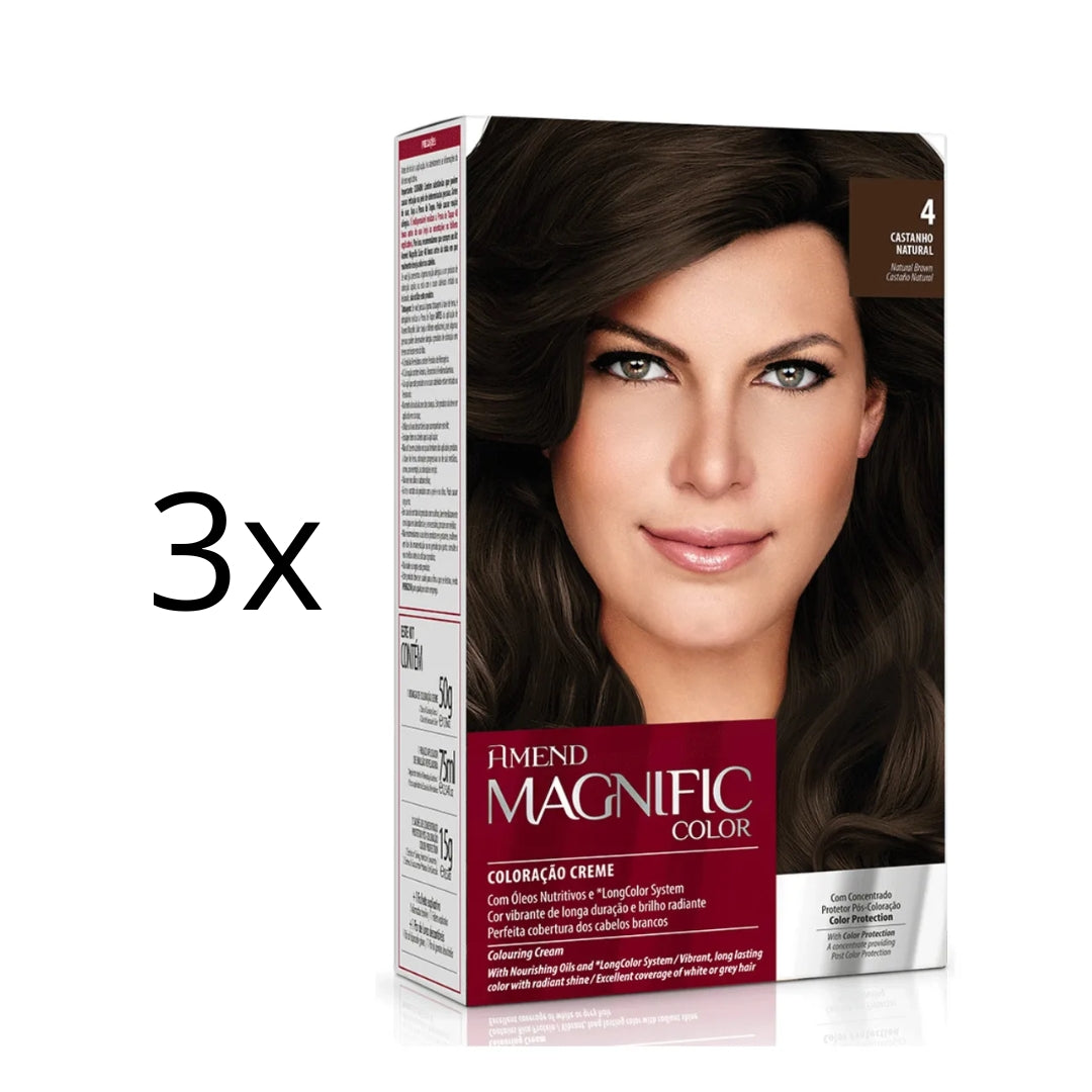 Lot of 3 Magnific Color Cream Dye 4 Natural Brunette Brown Toning Tint Amend