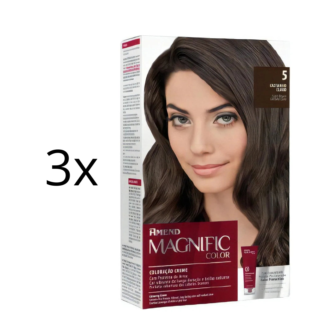 Lot of 3 Magnific Color Cream Dye 5 Light Brunette Brown Toning Tint Amend