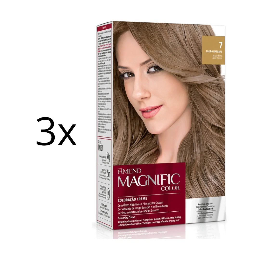 Lot of 3 Magnific Color Cream Dye 7 Natural Blonde Hair Tint Toning Amend