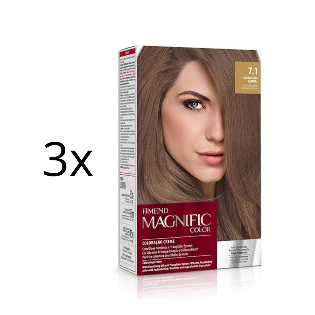 Lot of 3 Magnific Color Cream Dye 7.3 Blonde Hazelnut Tint Toning Amend