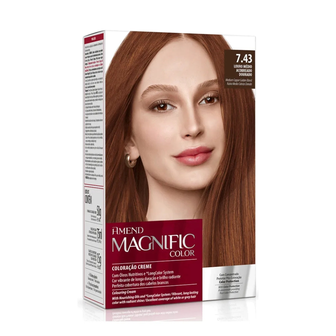 Lot of 3 Magnific Color Dye 7.43 Medium Golden Copper Blonde Hair Tint Amend