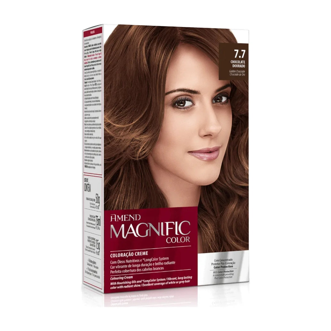 Lot of 3 Magnific Color Dye Cream 7.7 Golden Chocolate Hair Toning Tint Amend