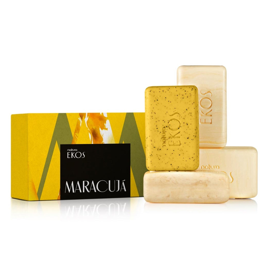 Ekos Passion Fruit Vegetable Exfoliating Bar Soap 4x 100g Natura Skin Care