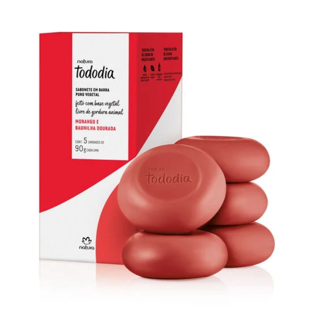 Natura Todo Dia Pure Vegetable Bar Soap Strawberry and Golden Vanilla (5 units)