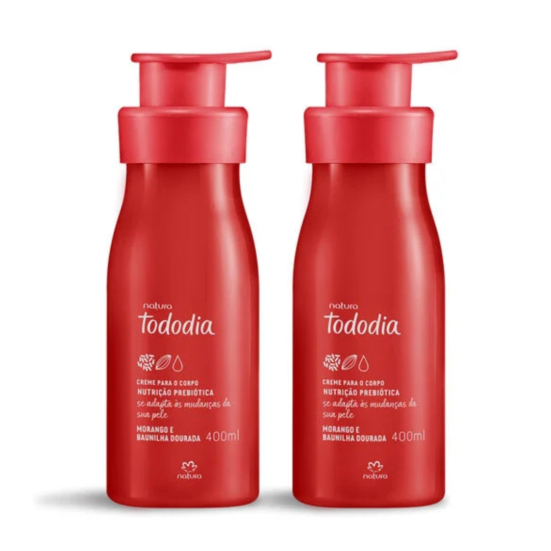 Natura Todo Dia Strawberry Golden Vanilla Body Cream Skin Care Kit 2x 400ml