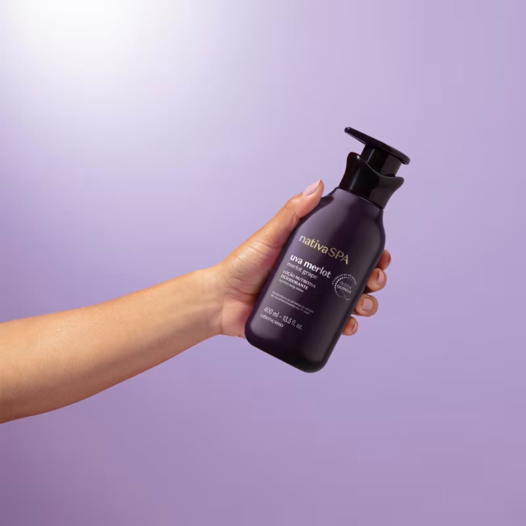 Nativa Spa Merlot Grape Set Skin Care Body Splash + Lotion Kit o Boticário