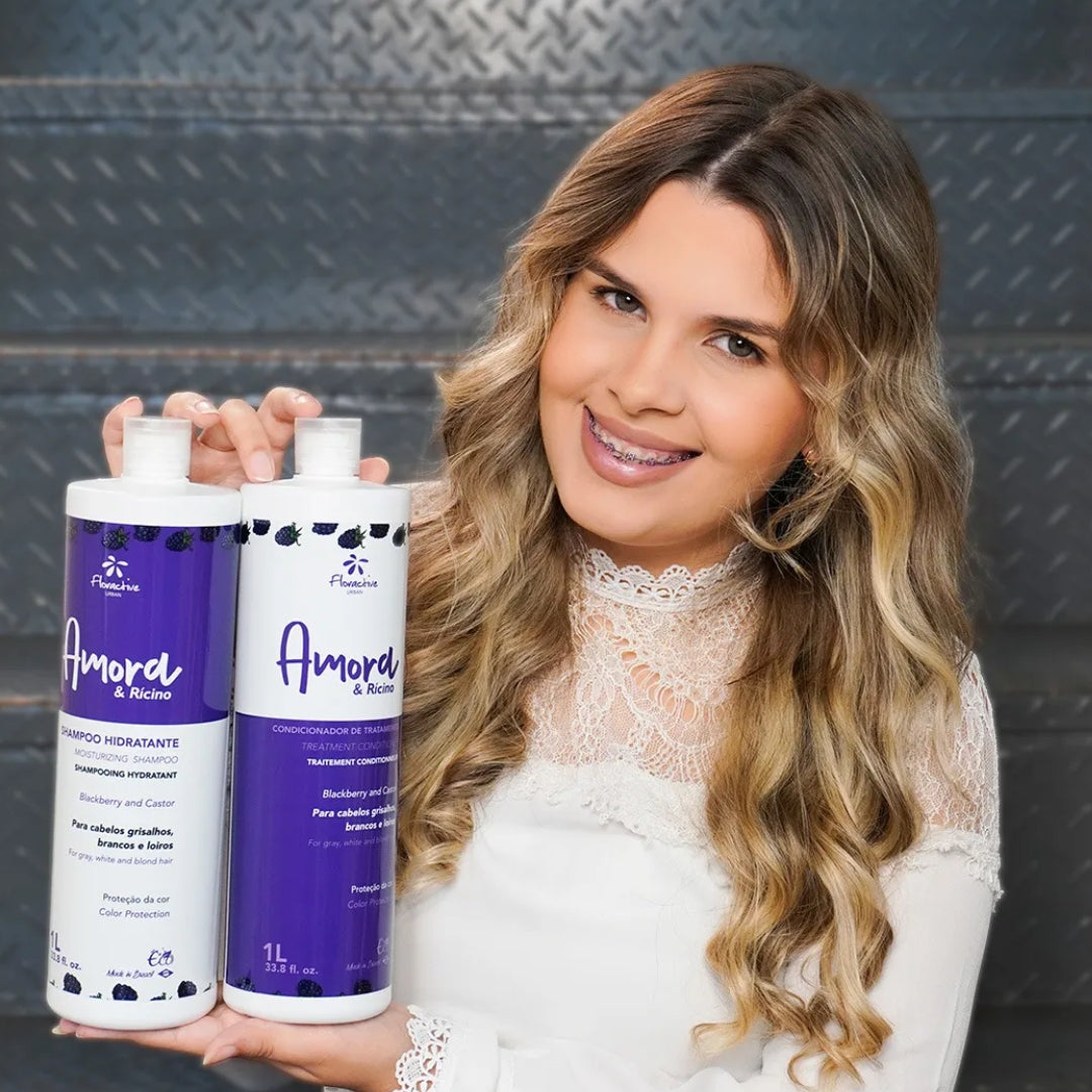 Amora Blackberry Castor Shampoo & Conditioner Blonde Hair Care Set Floractive