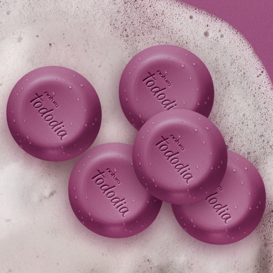 Todo Dia Pure Vegetable Bar Soap Black Cherry and Praline 5x 90g Natura