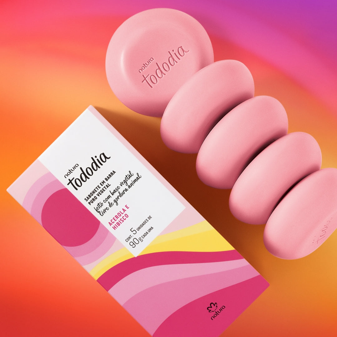 Todo Dia Acerola and Hibiscus Pure Vegetable Bar Soap 5x 90g Natura
