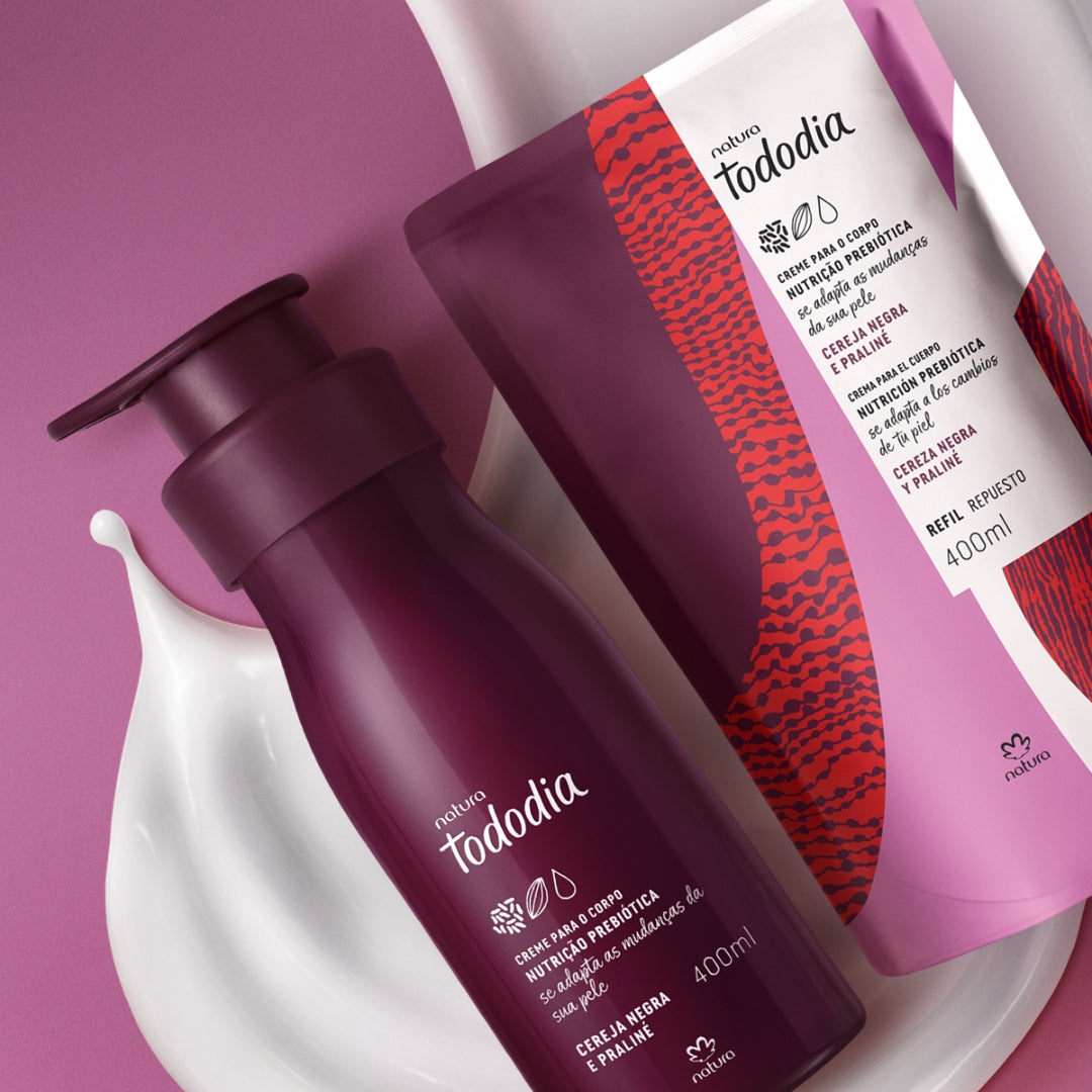 Todo Dia Black Cherry Praline Body Nourishing Cream + Refill Kit Natura
