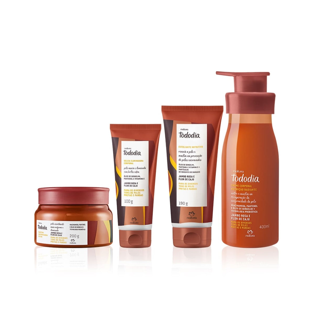 Todo Dia Pink Jambo Cashew Flower Body Cream Scrub Jelly Kit Natura