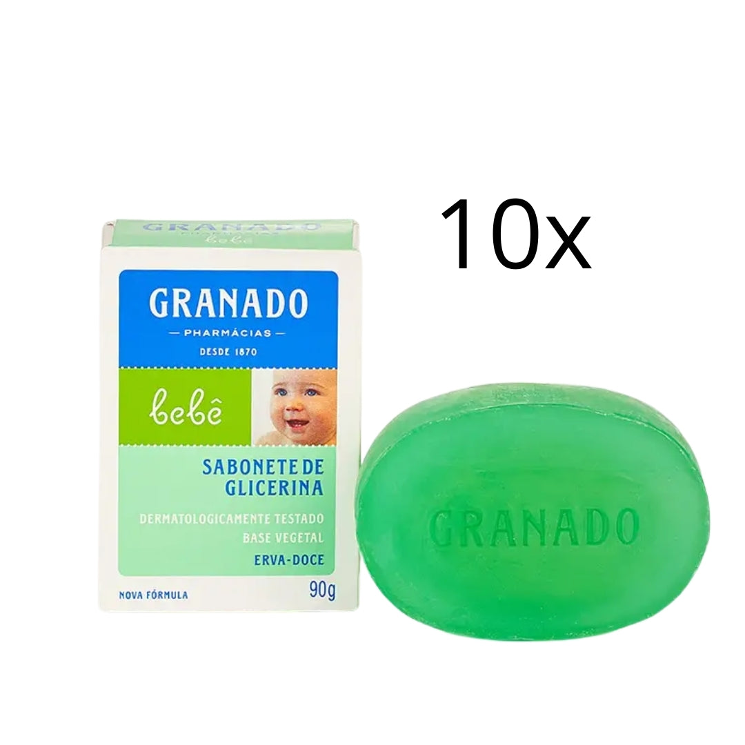 Lot of 10 Glycerin Erva Doce Anise Baby Vegan Delicate Skin Bar Soap 90g