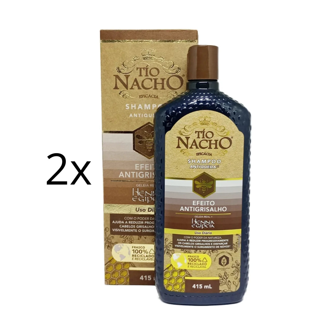 Lot of 2 Anti-Hair Loss Shampoo Anti-Grey Effect 4Shine Softness 15ml Tio Nacho