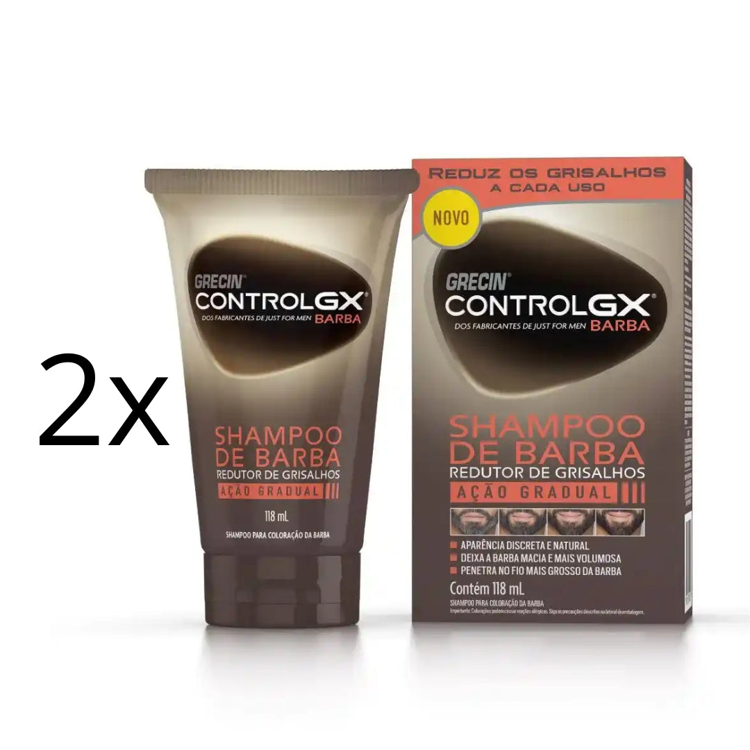 Lot of 2 Control Gx Beard Shampoo Reduces Gray Hair Color Maintenance 118ml Grecin