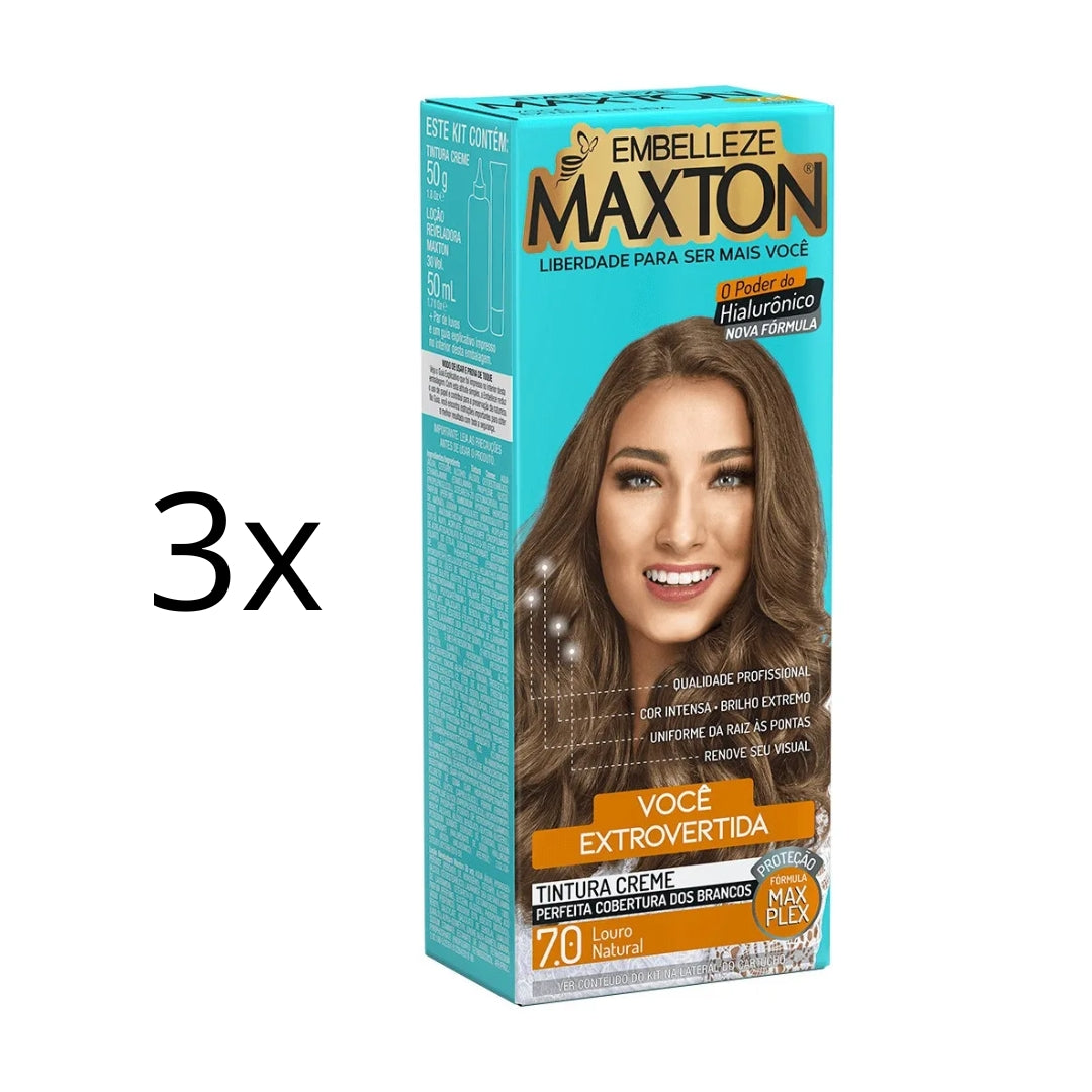 Lot of 3 Cream Dye 7.0 Natural Blond Hair Color Toning Tint 50g Maxton