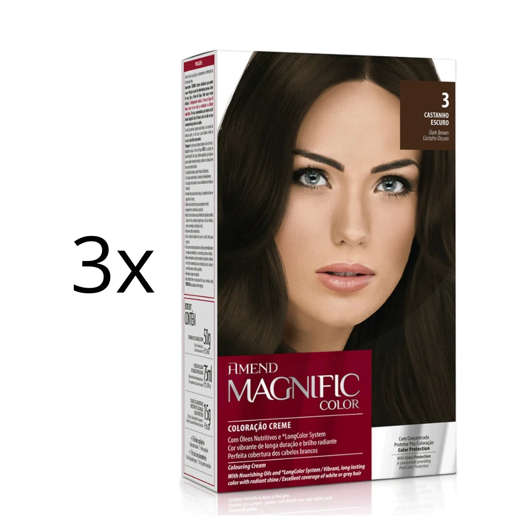 Lot of 3 Magnific Color Cream Dye 3 Dark Brown Brunette Hair Toning Tint Amend