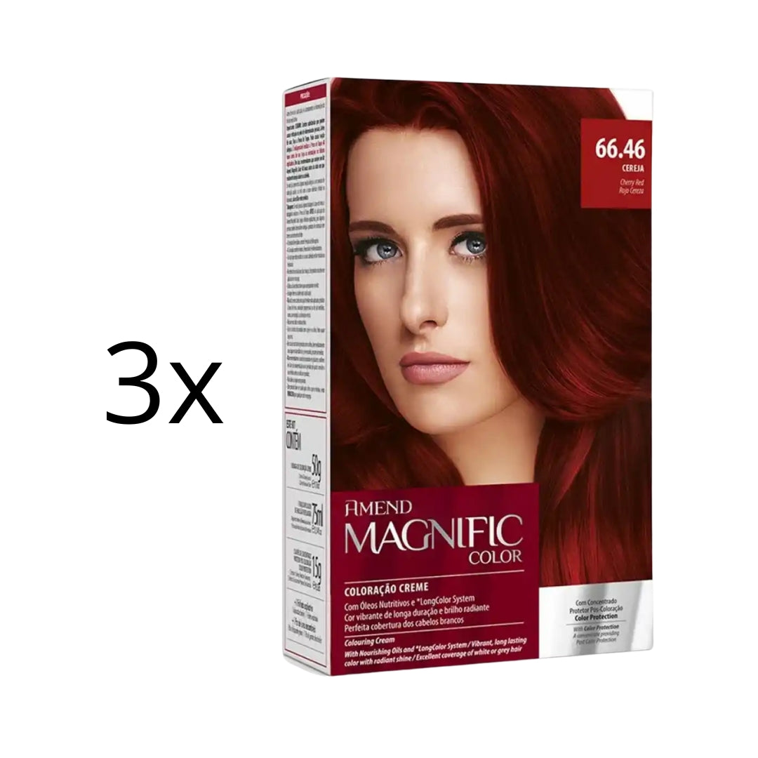 Lot of 3 Magnific Color Cream Dye 66.46 Cherry Red Hair Tint Toning Amend