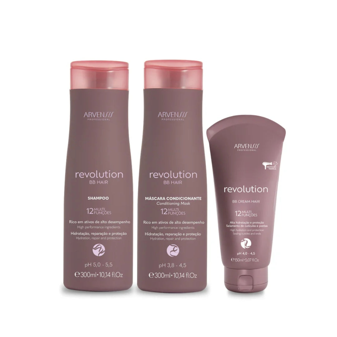 مجموعة علاج BB Hair Revolution Anti Frizz Protection Sealing Kit 3 Itens - Arvensis