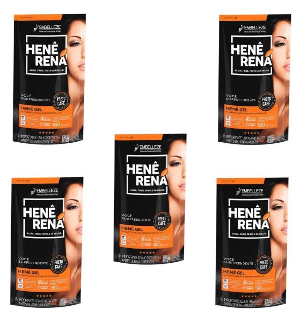 Lot of 5 Hene Black Coffee Hair Color Smoothing Straightening 180g Embelleze