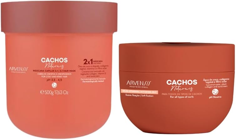 Cachos Naturais 2 in 1 Mask + Activator Jelly Curly Wavy Hair Kit Arve