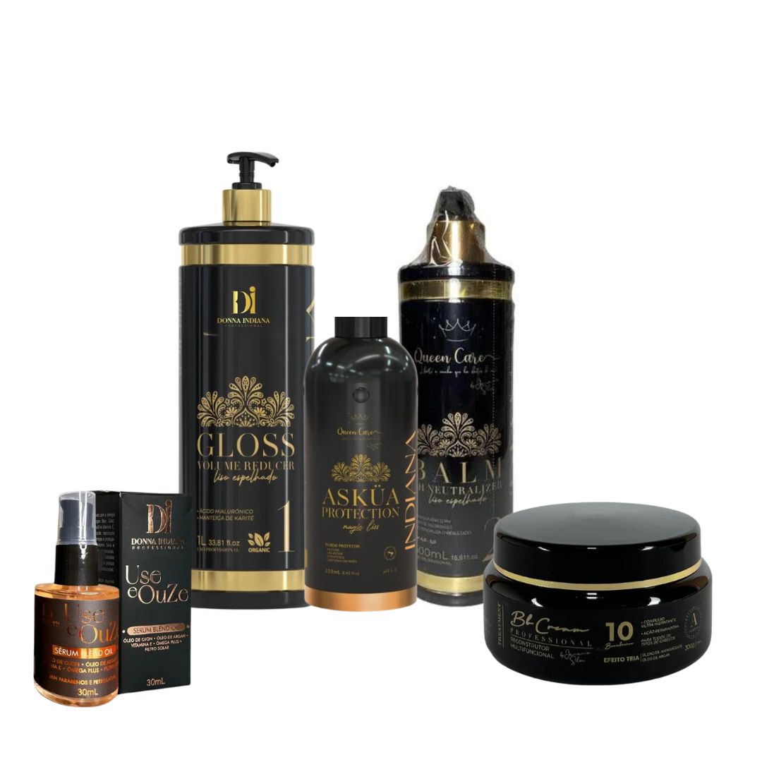 Indiana Queen Care Formaldehyde-Free Hair Smoothing and Protection Kit 1L + 500ml + 300g + 30ml + 250ml