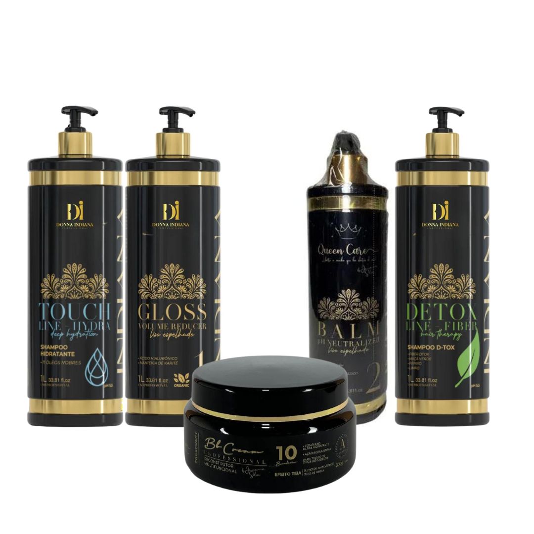 Donna Indiana Indiana Progressive Brush Volume Reducer + Detox Shampoo + Touch Shampoo Kit