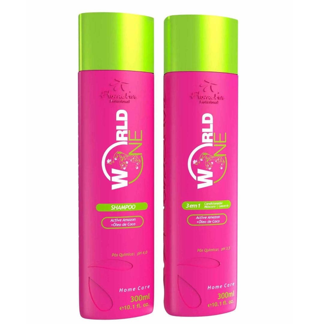 World One 3 in 1 Hair Treatment Recovery Home Care Kit 2x 300ml Floractive
