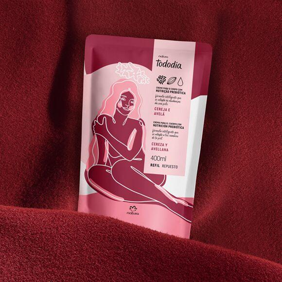 Natura TODODIA Cereja Avelã / Recharge Crème Déodorante Nutritive Pour Le Corps Cerise Et Noisettes