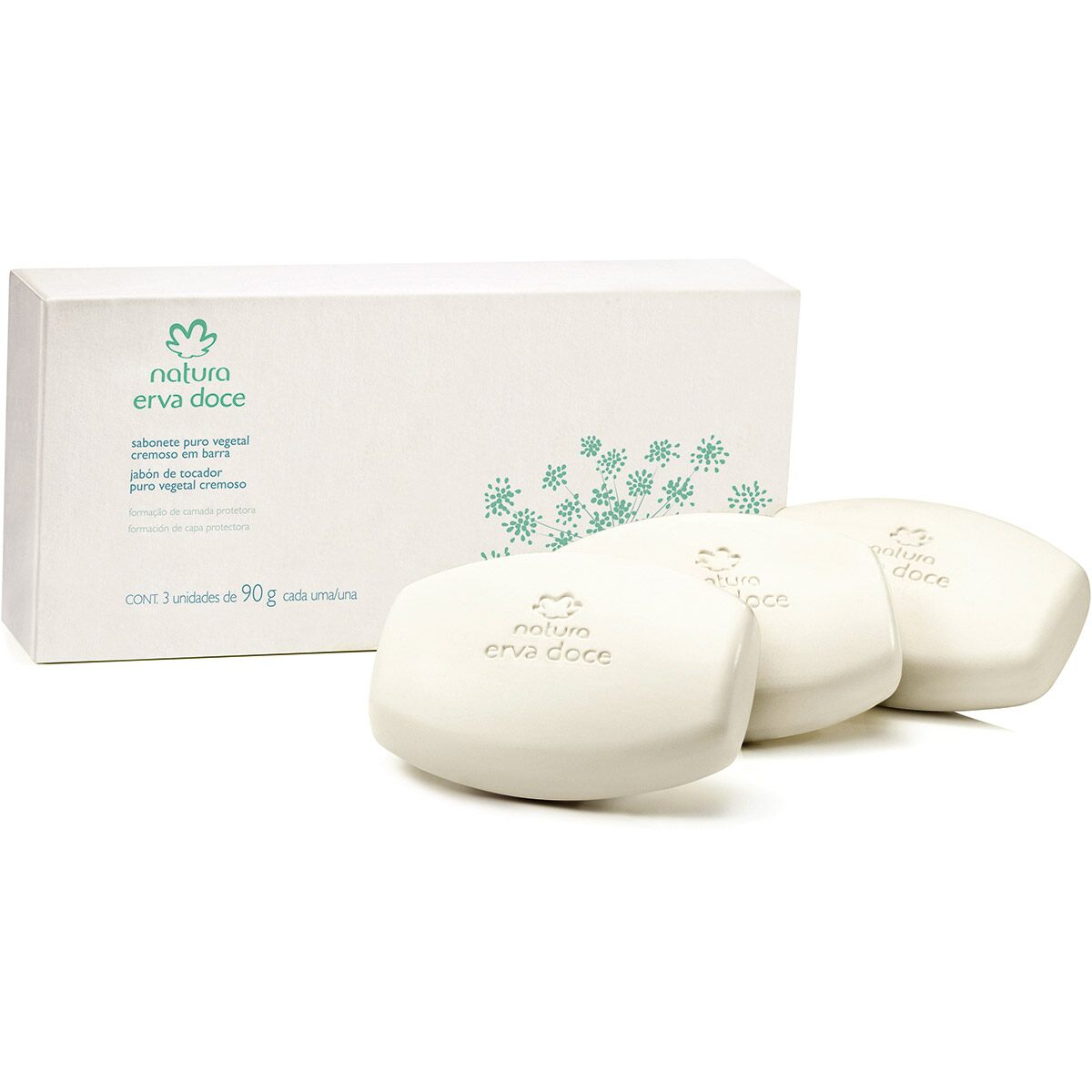 Natura ERVA DOCE / Savon En Barre Pure Végétale Tissu Crémeux - 3un De 90g Chacun