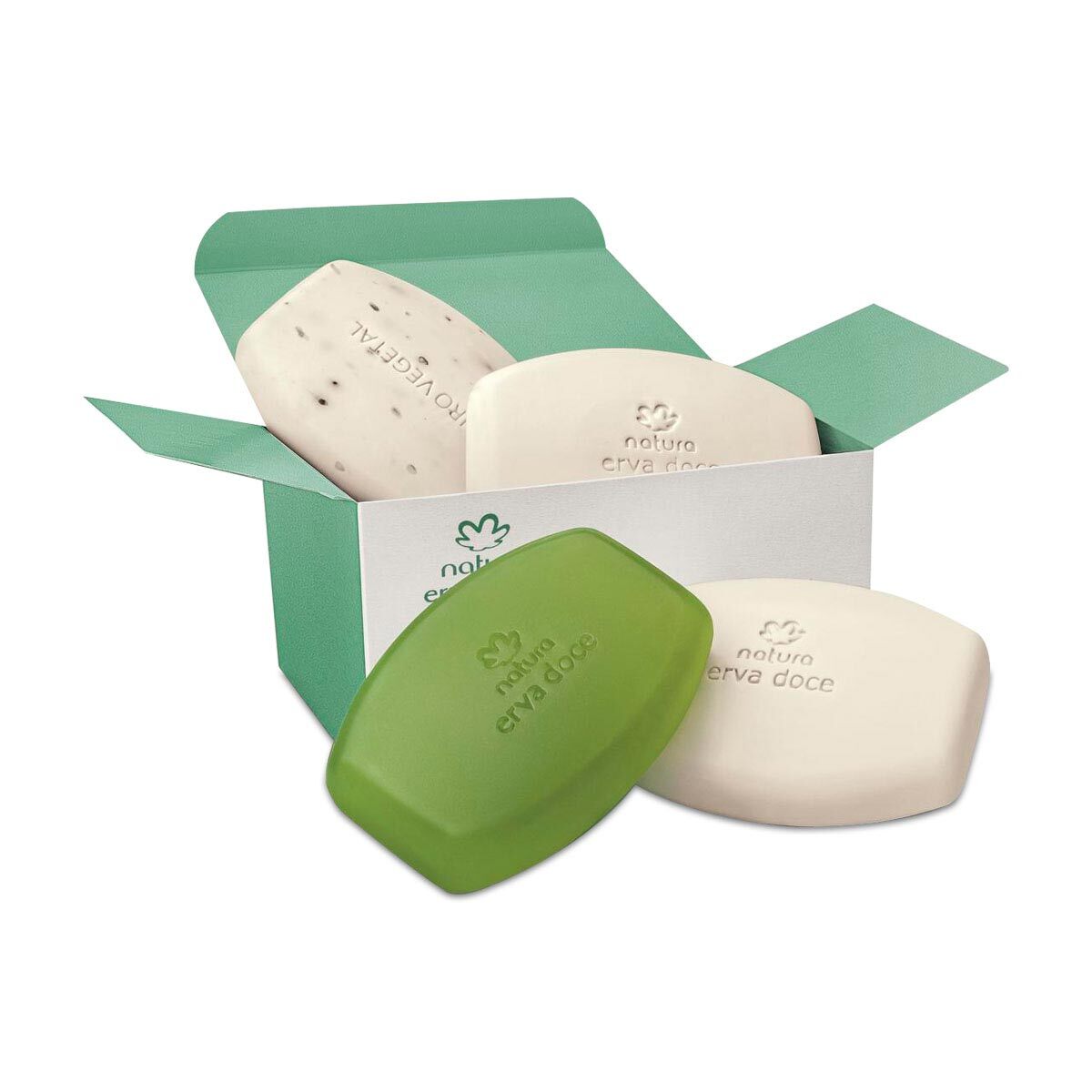 Natura ERVA DOCE Sortido Puro Vegetal / Savon En Pur Végétal Assortiment Bar Doce Henn - 4un De 90g Chacun