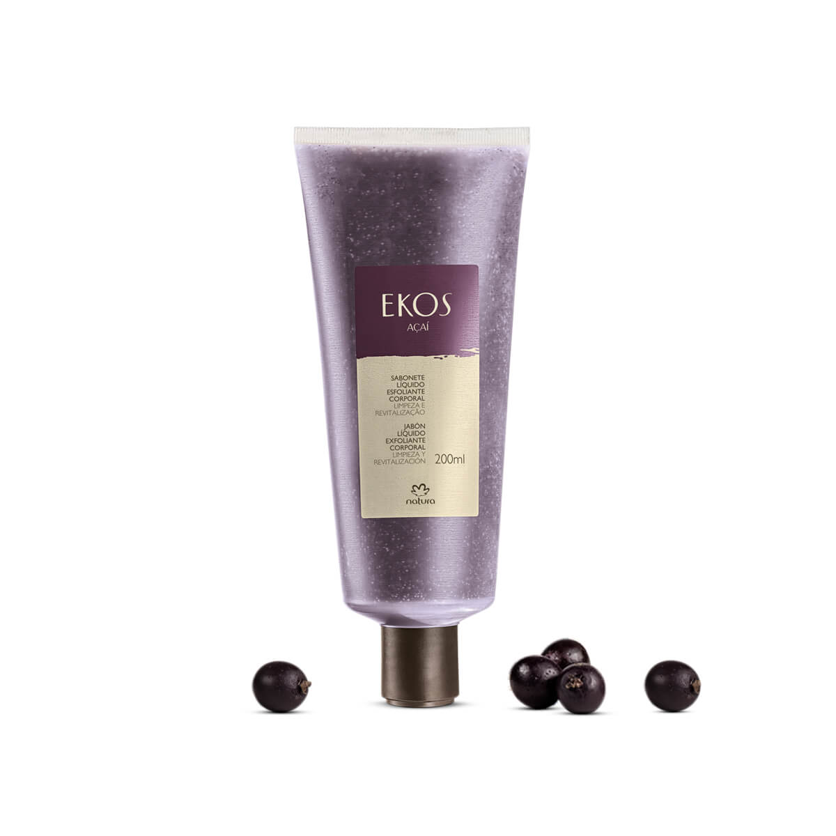 Natura EKOS Sabonete Esfoliante Açaí / Açaí Body Scrub Liquid Soap - 185 ml