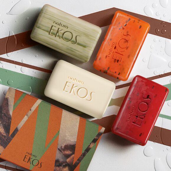 Natura EKOS Esfoliante Rafraîchissante / Savon En Barre Pure Exfoliant Crémeux Végétal Et Rafraîchissant - 4un De 100g Chacun