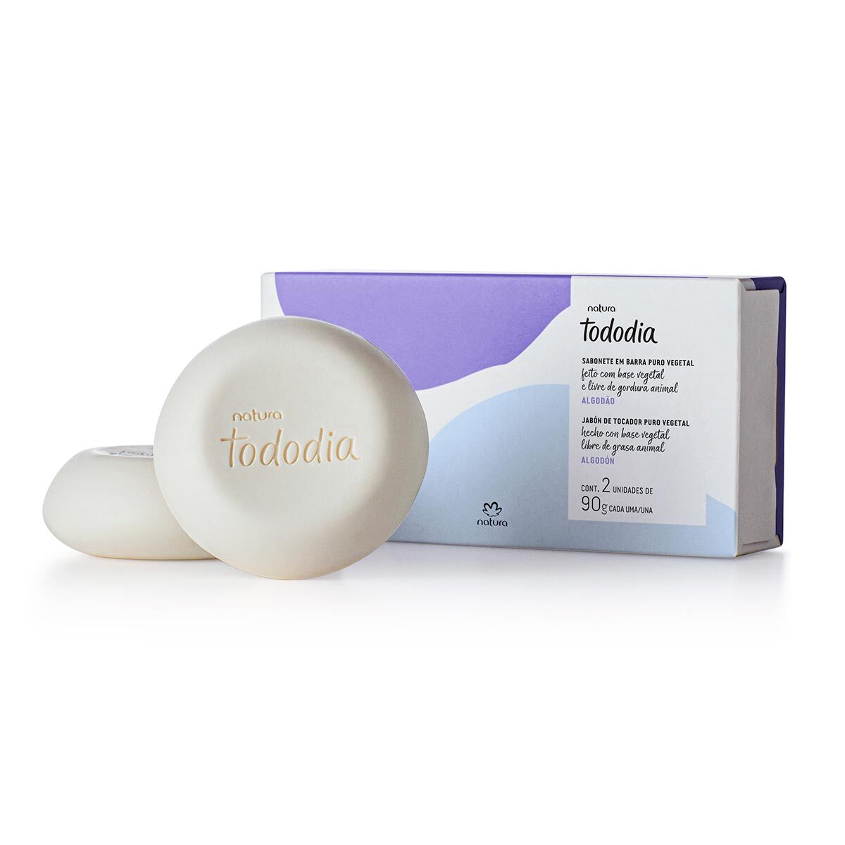 Natura TODODIA Algodão / Soaps Pure Vegetable Bar Cotton - 2 Units Of 90 G Each