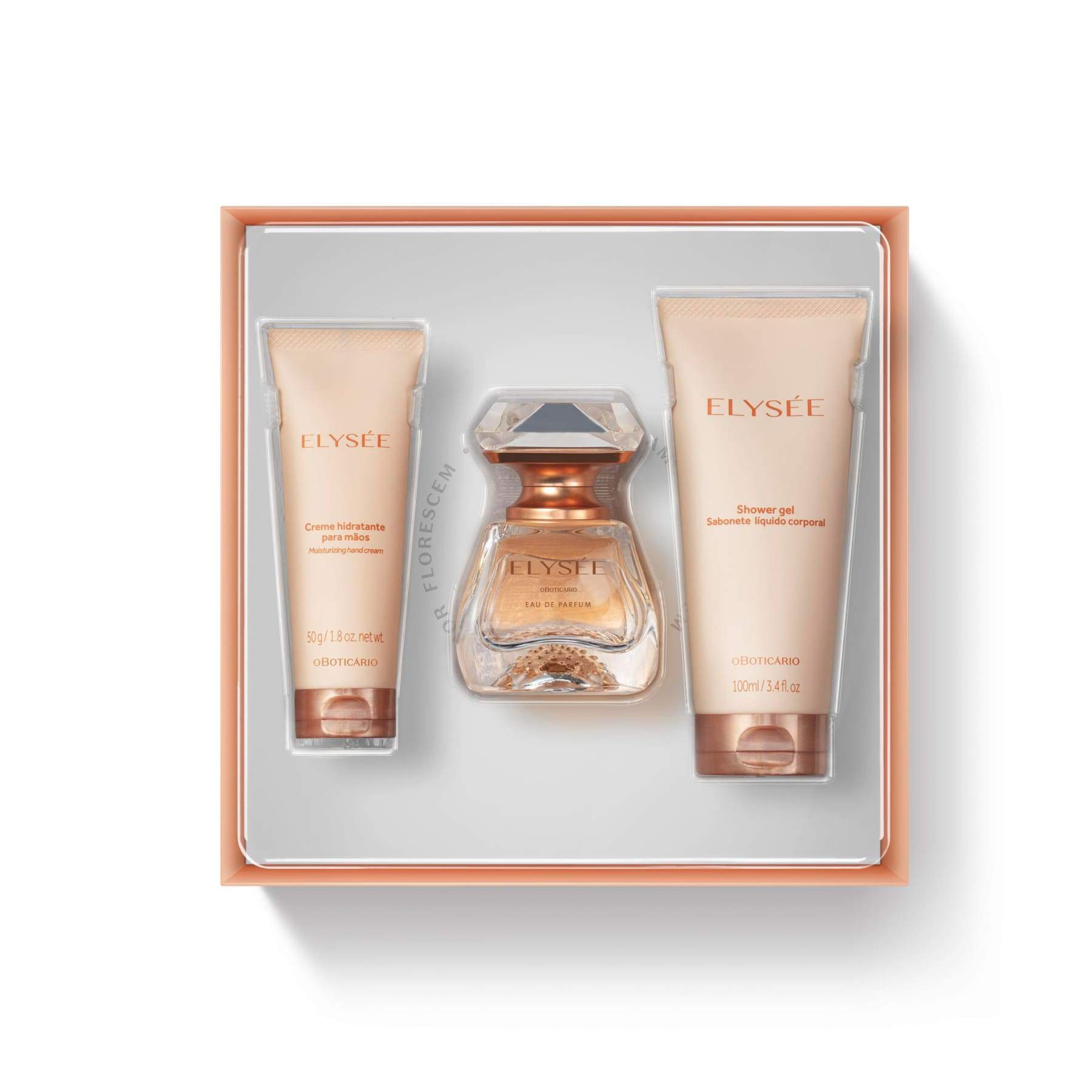 Kit Elysée : Eau De Parfum 50 ml + Gel Douche Corps 100 ml + Crème Mains 50 g - o Boticario