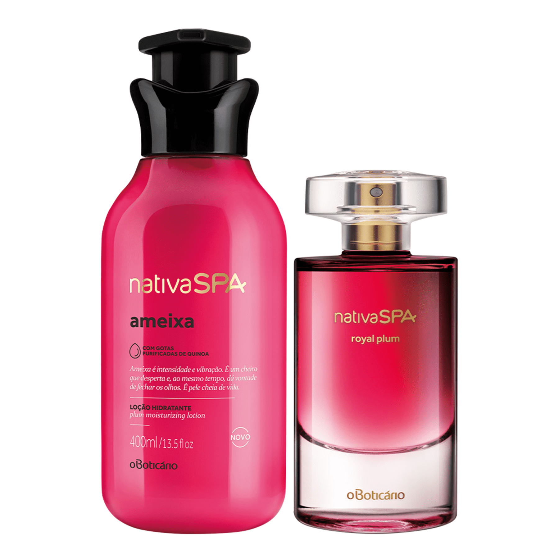 Kit Nativa Spa Plum: Royal Plumm Deodorant Cologne + Body Deodorant Lotion 400ml - o Boticario