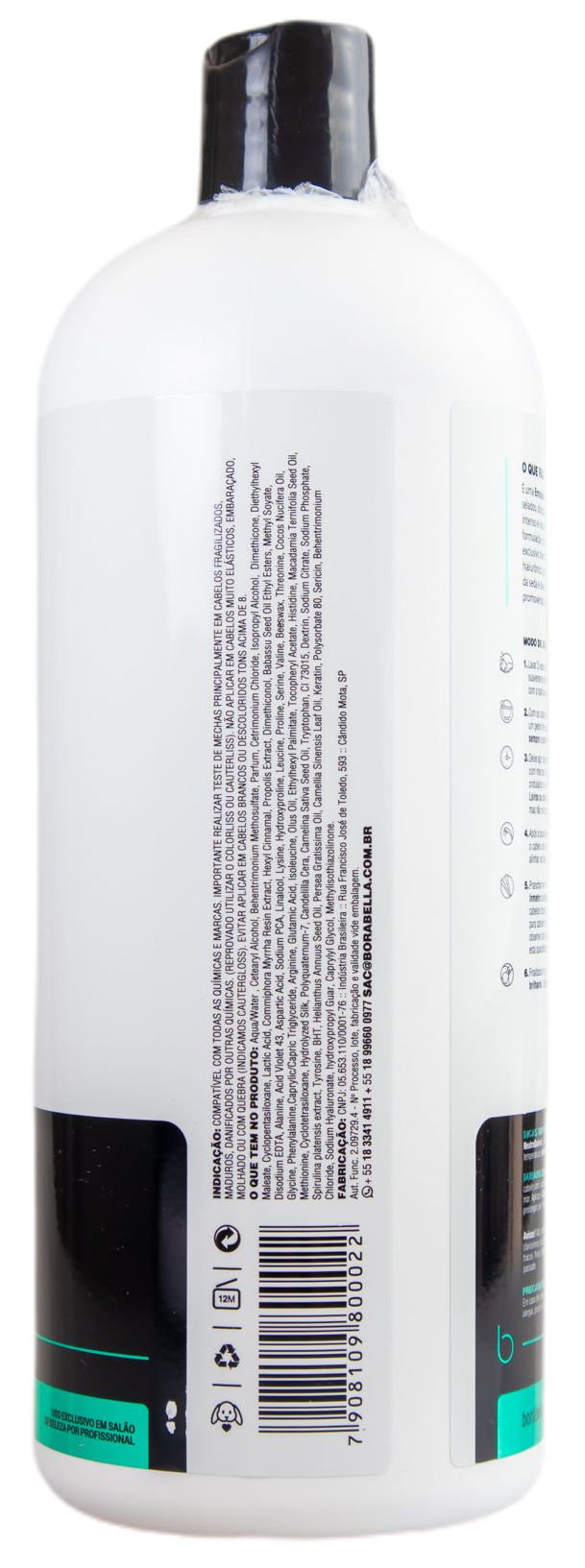 Borabella Brazilian Keratin Treatment Semi Definitive 3D Organic Sealing Formol Free Progressive 1000ml - Borabella