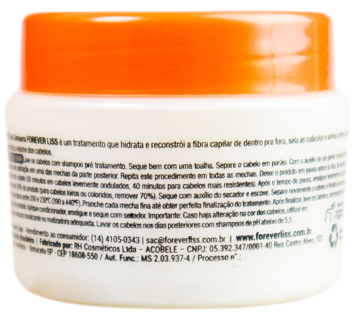 Forever Liss Brazilian Keratin Treatment Carrot Deep Hair Mask No Formol Anti Frizz and Volume Professional Mask 160g - Forever Liss