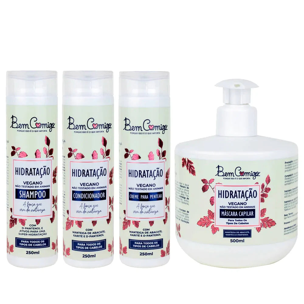 Kamaleão Color Hair Care Kits Bem Comigo Moisturizing Hydration Vegan Treatment Kit 4 Itens - Kamaleão Color