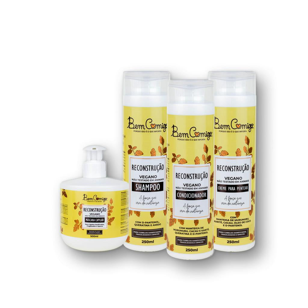 Kamaleão Color Hair Care Kits Bem Comigo Vegan Reconstruction Hair Treatment Kit 4 Itens - Kamaleão Color
