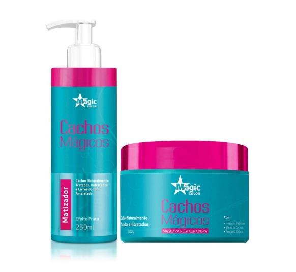 Magic Color Brazilian Keratin Treatment Moisturizing Treatment Silver Effect Curls Tinting 2 Products Kit - Magic Color