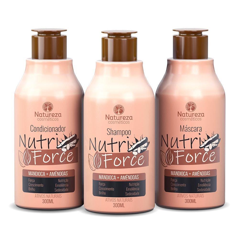 Natureza Cosmetics Home Care Nutri Force Home Care Cassava Almond Maintenance 3x300ml Natureza Cosmetics